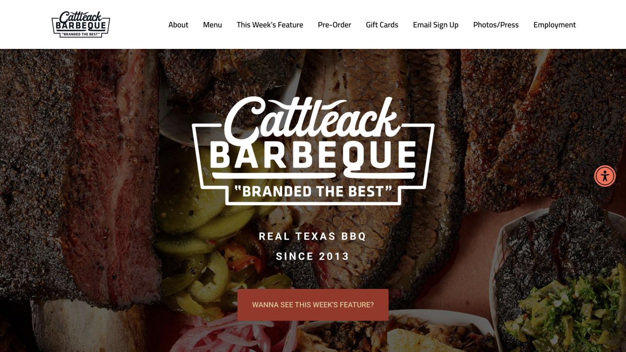 官网首页截图 · 2026-09-13 Cattleack Barbeque 官网首页截图
