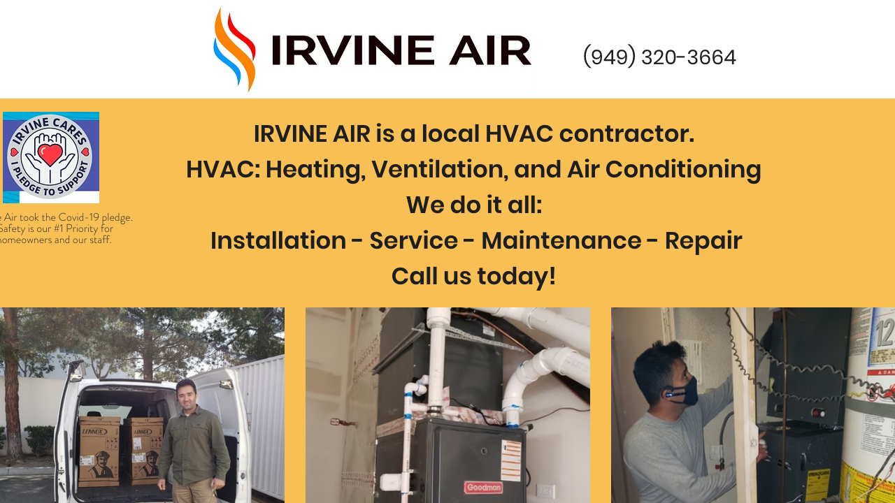 Irvine Air 官网首页截图