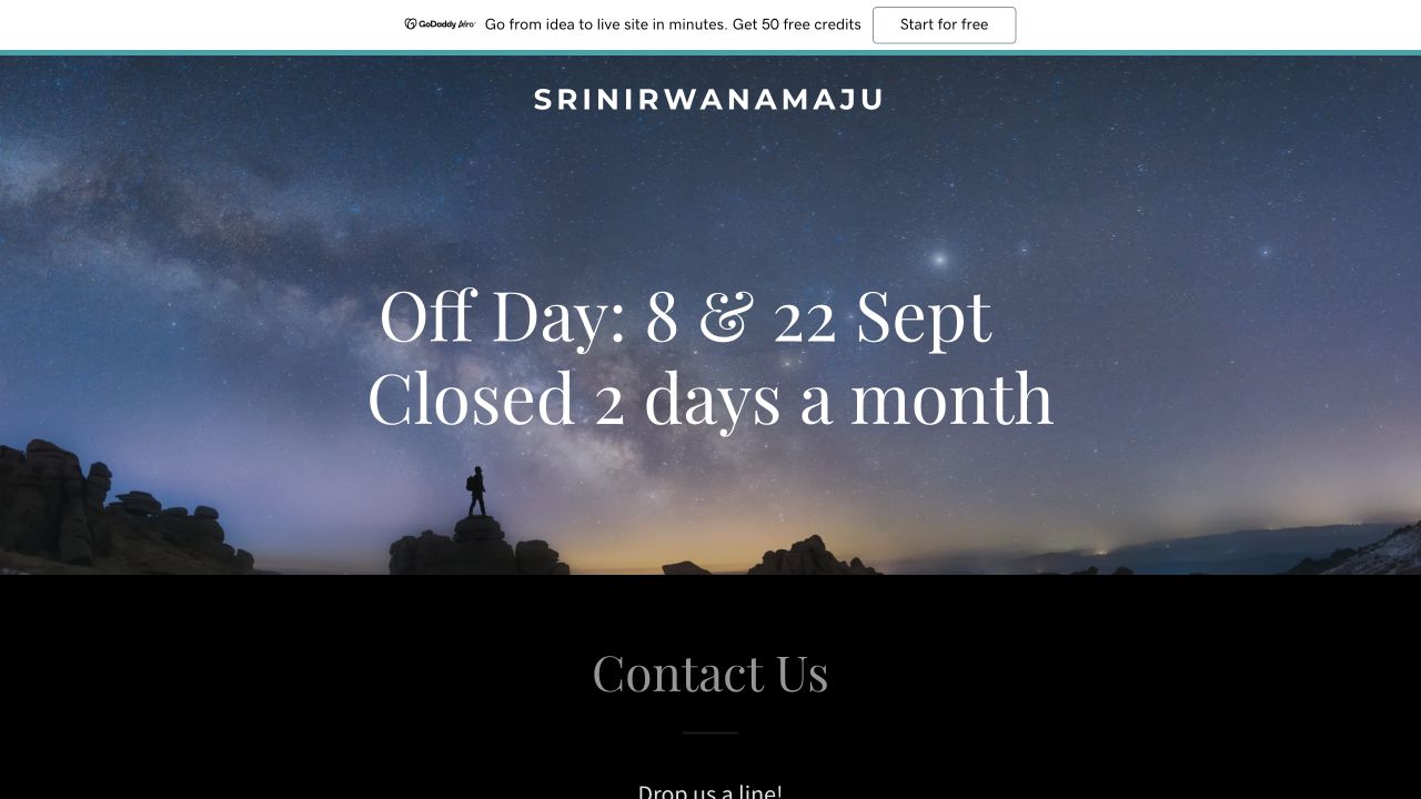 Sri Nirwana Maju 官网首页截图
